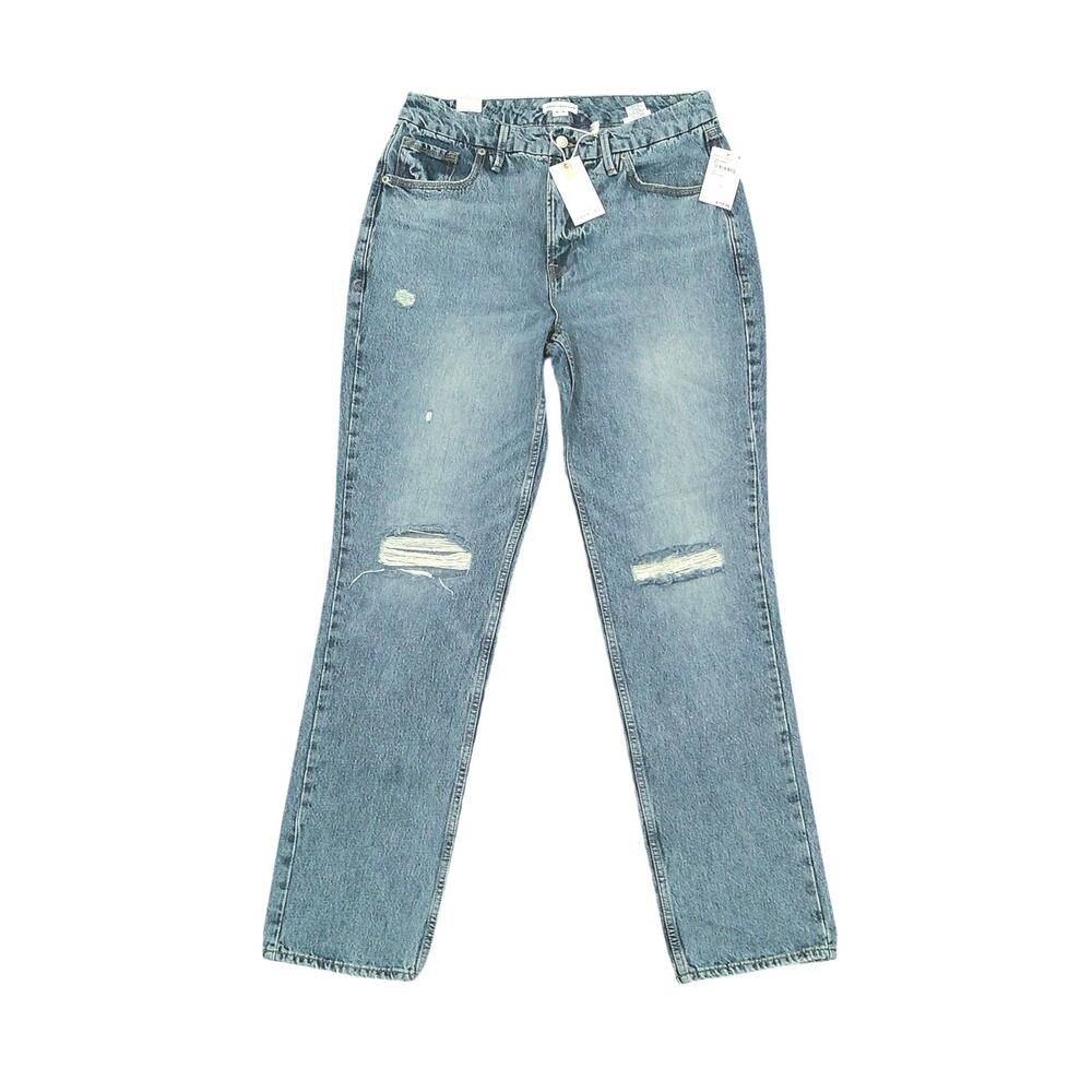 Good American NWT 90s Icon High Waist Distressed Jeans Size 12/31 Pre-Owned
